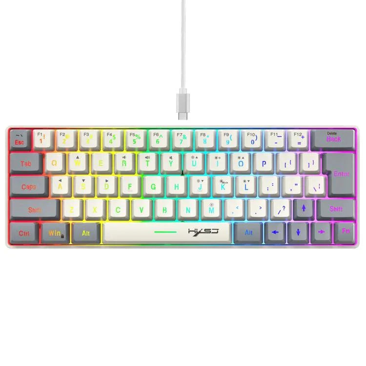لوحة مفاتيح غشائية HXSJ V400 سلكية بإضاءة خلفية RGB وتوافق ألوان، 63 مفتاح، طول الكابل: 1.7 متر، V400 بيج + رمادي، V400 رمادي + بيج، V400 بيج + رمادي + برتقالي، V400 رمادي + بيج + برتقالي