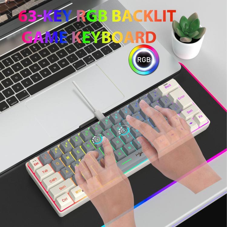 لوحة مفاتيح غشائية HXSJ V400 سلكية بإضاءة خلفية RGB وتوافق ألوان، 63 مفتاح، طول الكابل: 1.7 متر، V400 بيج + رمادي، V400 رمادي + بيج، V400 بيج + رمادي + برتقالي، V400 رمادي + بيج + برتقالي