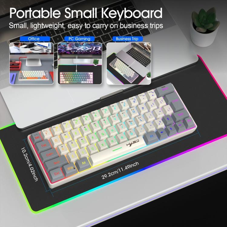 لوحة مفاتيح غشائية HXSJ V400 سلكية بإضاءة خلفية RGB وتوافق ألوان، 63 مفتاح، طول الكابل: 1.7 متر، V400 بيج + رمادي، V400 رمادي + بيج، V400 بيج + رمادي + برتقالي، V400 رمادي + بيج + برتقالي