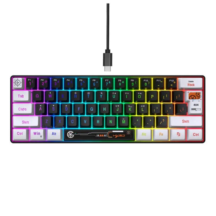 لوحة مفاتيح غشائية HXSJ V700WB سلكية بإضاءة خلفية RGB، 61 مفتاح، طول الكابل: 1.7 متر، V700WB