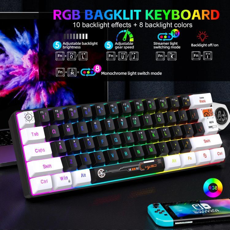 لوحة مفاتيح غشائية HXSJ V700WB سلكية بإضاءة خلفية RGB، 61 مفتاح، طول الكابل: 1.7 متر، V700WB