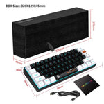 لوحة مفاتيح غشائية HXSJ V700WB سلكية بإضاءة خلفية RGB، 61 مفتاح، طول الكابل: 1.7 متر، V700WB