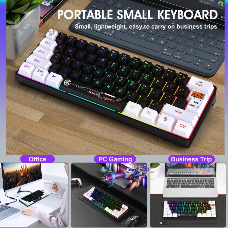 لوحة مفاتيح غشائية HXSJ V700WB سلكية بإضاءة خلفية RGB، 61 مفتاح، طول الكابل: 1.7 متر، V700WB