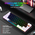 لوحة مفاتيح غشائية HXSJ V700WB سلكية بإضاءة خلفية RGB، 61 مفتاح، طول الكابل: 1.7 متر، V700WB
