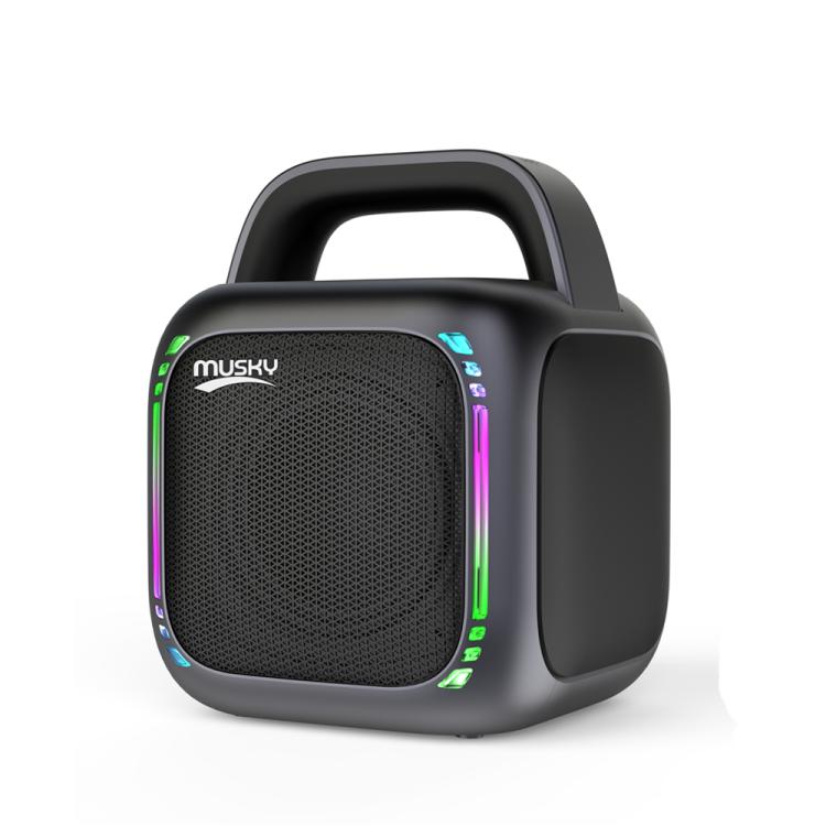 مكبر صوت بلوتوث محمول RGB MS6K مع إضاءة متلألئة، مكبر صوت خارجي للكاريوكي، بدون ميكروفون، ميكروفون مزدوج