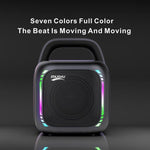 مكبر صوت بلوتوث محمول RGB MS6K مع إضاءة متلألئة، مكبر صوت خارجي للكاريوكي، بدون ميكروفون، ميكروفون مزدوج