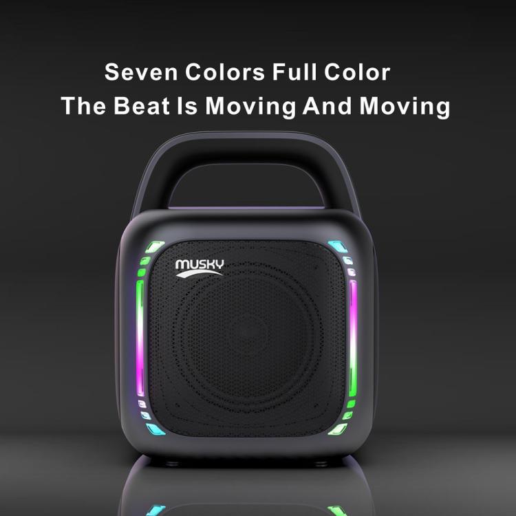 مكبر صوت بلوتوث محمول RGB MS6K مع إضاءة متلألئة، مكبر صوت خارجي للكاريوكي، بدون ميكروفون، ميكروفون مزدوج