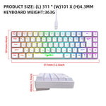 لوحة مفاتيح ميكانيكية HXSJ V200 النسخة الروسية سلكية بإضاءة خلفية RGB، 68 مفتاح، طول الكابل: 1.7 متر، V200 النسخة الروسية أبيض