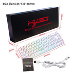 لوحة مفاتيح ميكانيكية HXSJ V200 النسخة الروسية سلكية بإضاءة خلفية RGB، 68 مفتاح، طول الكابل: 1.7 متر، V200 النسخة الروسية أبيض