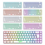 لوحة مفاتيح ميكانيكية HXSJ V200 النسخة الروسية سلكية بإضاءة خلفية RGB، 68 مفتاح، طول الكابل: 1.7 متر، V200 النسخة الروسية أبيض