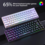 لوحة مفاتيح ميكانيكية HXSJ V200 النسخة الروسية سلكية بإضاءة خلفية RGB، 68 مفتاح، طول الكابل: 1.7 متر، V200 النسخة الروسية أبيض