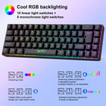 لوحة مفاتيح ميكانيكية HXSJ V200 النسخة الروسية سلكية بإضاءة خلفية RGB، 68 مفتاح، طول الكابل: 1.7 متر، V200 النسخة الروسية أبيض