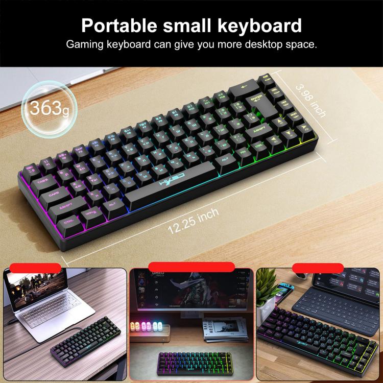 لوحة مفاتيح ميكانيكية HXSJ V200 النسخة الروسية سلكية بإضاءة خلفية RGB، 68 مفتاح، طول الكابل: 1.7 متر، V200 النسخة الروسية أبيض