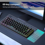لوحة مفاتيح ميكانيكية HXSJ V200 النسخة الروسية سلكية بإضاءة خلفية RGB، 68 مفتاح، طول الكابل: 1.7 متر، V200 النسخة الروسية أبيض