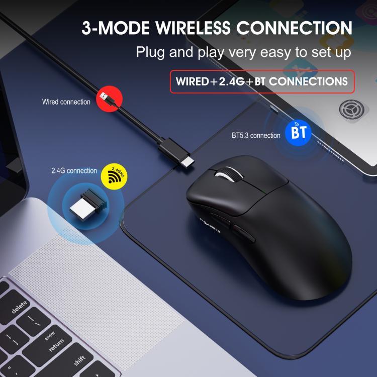 ماوس لاسلكي خفيف الوزن HXSJ T700 ثلاثي الوضع