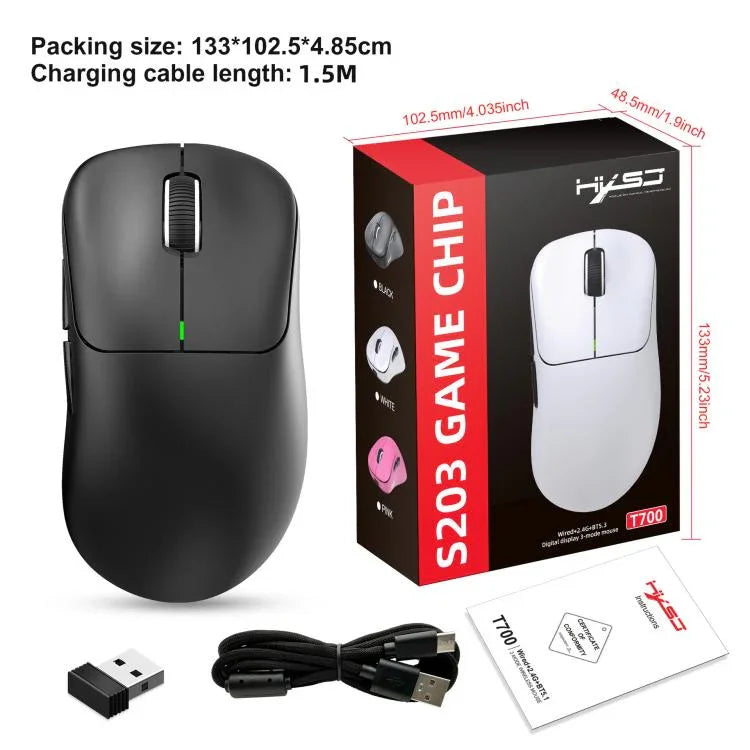 ماوس لاسلكي خفيف الوزن HXSJ T700 ثلاثي الوضع