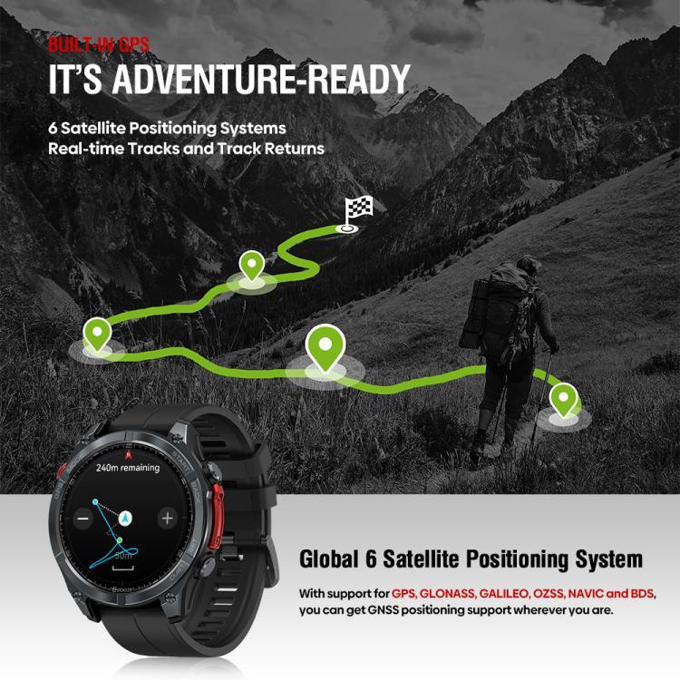 ساعة ذكية Zeblaze Stratos 4 متينة للأنشطة الخارجية مع GPS، شاشة 1.43 بوصة، مقاومة للماء 5 ATM وIP69K
