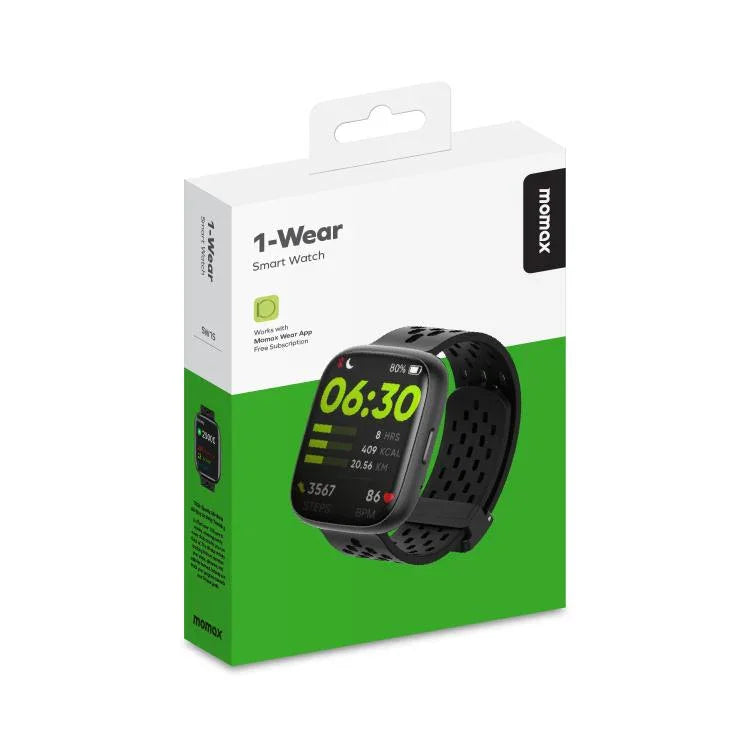 ساعة رياضية ذكية MOMAX SW1S بشاشة 1.83 بوصة، مقاومة للماء بمعيار IP68
