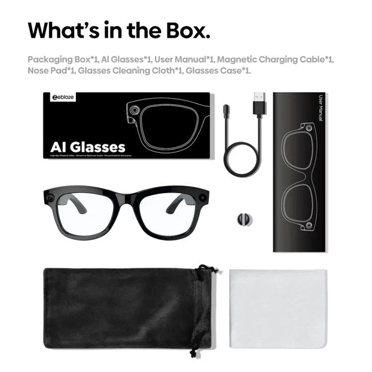 نظارات Zeblaze Eyewear AI للتصوير، صوت مفتوح، مساعد ذكي بالذكاء الاصطناعي