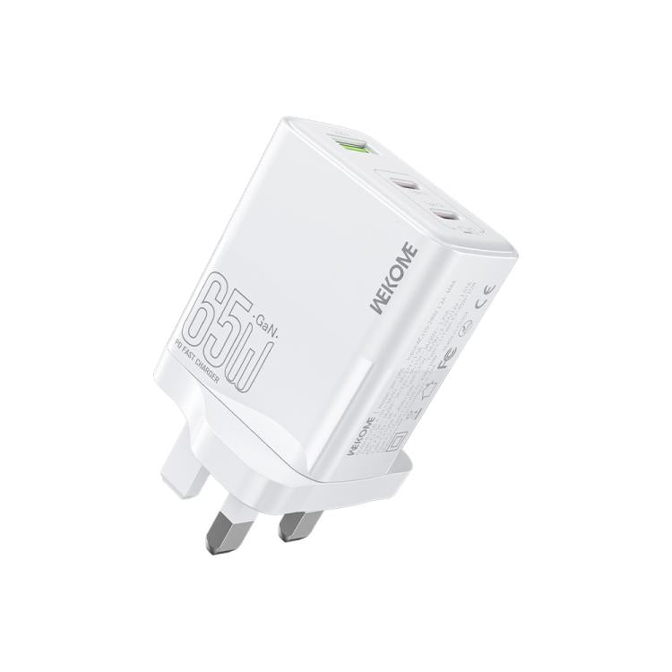 شاحن سريع WK WP-U66 Kinkong بقوة 65 واط مزدوج USB-C / Type-C + USB GaN، قابس المملكة المتحدة، قابس الولايات المتحدة، قابس الاتحاد الأوروبي