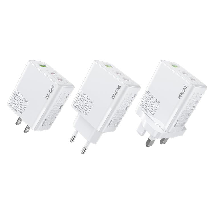 شاحن سريع WK WP-U66 Kinkong بقوة 65 واط مزدوج USB-C / Type-C + USB GaN، قابس المملكة المتحدة، قابس الولايات المتحدة، قابس الاتحاد الأوروبي
