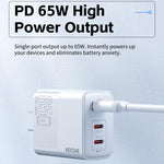 شاحن سريع WK WP-U66 Kinkong بقوة 65 واط مزدوج USB-C / Type-C + USB GaN، قابس المملكة المتحدة، قابس الولايات المتحدة، قابس الاتحاد الأوروبي