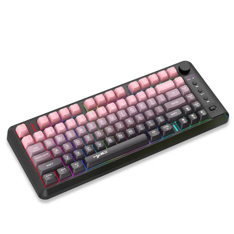 لوحة مفاتيح HXSJ L400 لاسلكية بثلاثة أوضاع، إضاءة RGB، فيلم رقيق، 81 مفتاح