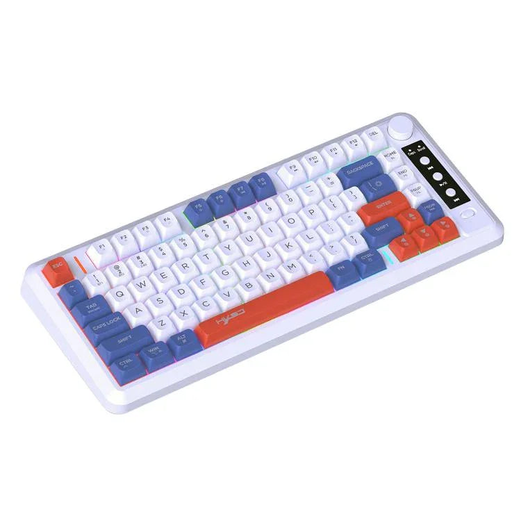 لوحة مفاتيح HXSJ L400 لاسلكية بثلاثة أوضاع، إضاءة RGB، فيلم رقيق، 81 مفتاح
