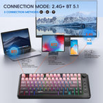 لوحة مفاتيح HXSJ L400 لاسلكية بثلاثة أوضاع، إضاءة RGB، فيلم رقيق، 81 مفتاح