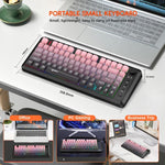 لوحة مفاتيح HXSJ L400 لاسلكية بثلاثة أوضاع، إضاءة RGB، فيلم رقيق، 81 مفتاح