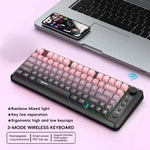 لوحة مفاتيح HXSJ L400 لاسلكية بثلاثة أوضاع، إضاءة RGB، فيلم رقيق، 81 مفتاح