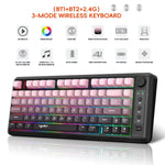 لوحة مفاتيح HXSJ L400 لاسلكية بثلاثة أوضاع، إضاءة RGB، فيلم رقيق، 81 مفتاح