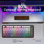 لوحة مفاتيح HXSJ L400 لاسلكية بثلاثة أوضاع، إضاءة RGB، فيلم رقيق، 81 مفتاح