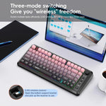 لوحة مفاتيح HXSJ L400 لاسلكية بثلاثة أوضاع، إضاءة RGB، فيلم رقيق، 81 مفتاح