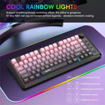 لوحة مفاتيح HXSJ L400 لاسلكية بثلاثة أوضاع، إضاءة RGB، فيلم رقيق، 81 مفتاح