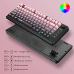 لوحة مفاتيح HXSJ L400 لاسلكية بثلاثة أوضاع، إضاءة RGB، فيلم رقيق، 81 مفتاح