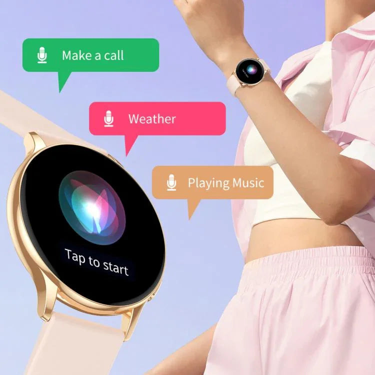 ساعة ذكية نسائية CY29 بشاشة AMOLED مقاس 1.32 بوصة، تدعم تطبيق COFIT