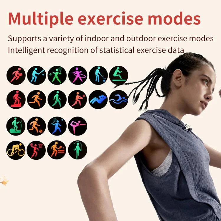 ساعة ذكية نسائية CY29 بشاشة AMOLED مقاس 1.32 بوصة، تدعم تطبيق COFIT