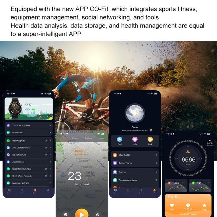 ساعة ذكية رياضية CY32 بشاشة IPS مقاس 1.39 بوصة، تدعم مكالمات البلوتوث / تطبيق COFIT