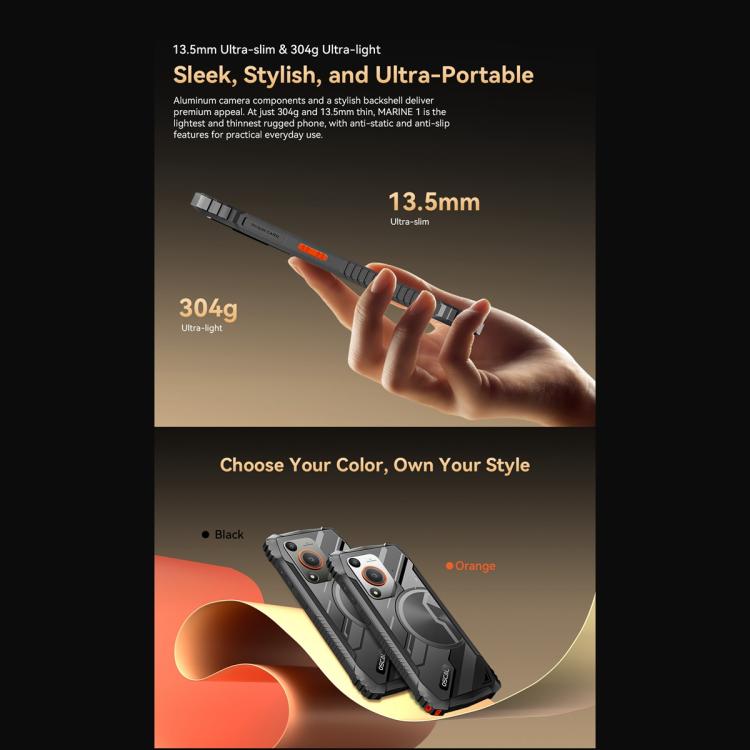 Blackview Oscal Marine 1، شاشة 6.56 بوصة، أندرويد 15، معالج Unisoc UMS9230E T615 ثماني النواة، شبكة 4G، OTG، NFC، 4GB+128GB