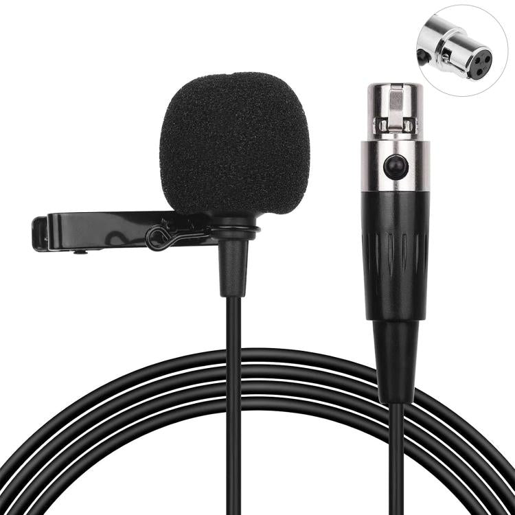 ميكروفون لافالير معدني، طول الكابل: 1.5 متر، رأس XLR بثلاثة دبابيس، رأس XLR بأربعة دبابيس