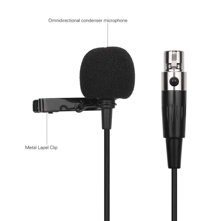 ميكروفون لافالير معدني، طول الكابل: 1.5 متر، رأس XLR بثلاثة دبابيس، رأس XLR بأربعة دبابيس