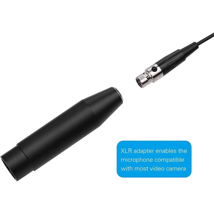 ميكروفون لافالير معدني، طول الكابل: 1.5 متر، رأس XLR بثلاثة دبابيس، رأس XLR بأربعة دبابيس