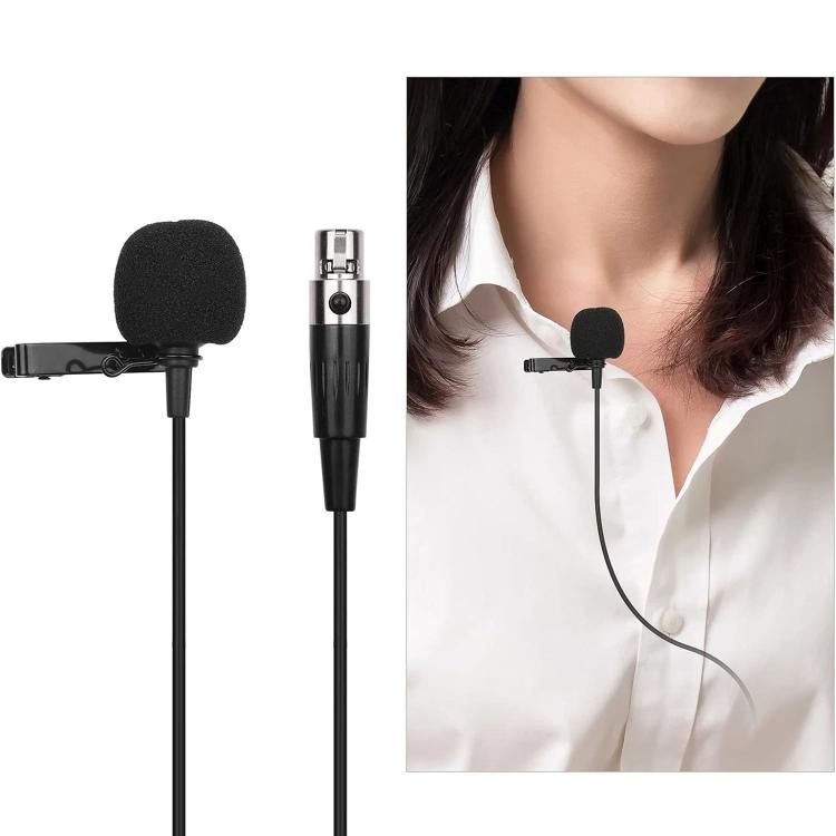 ميكروفون لافالير معدني، طول الكابل: 1.5 متر، رأس XLR بثلاثة دبابيس، رأس XLR بأربعة دبابيس