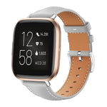 xDfind Flat Head Black Shark Fine Grain Leather Watch Band, For Fitbit Versa 4 / 3 / Sense2 / 1 20mm, For Fitbit Versa 2 / Versa / Versa Lite 22mm