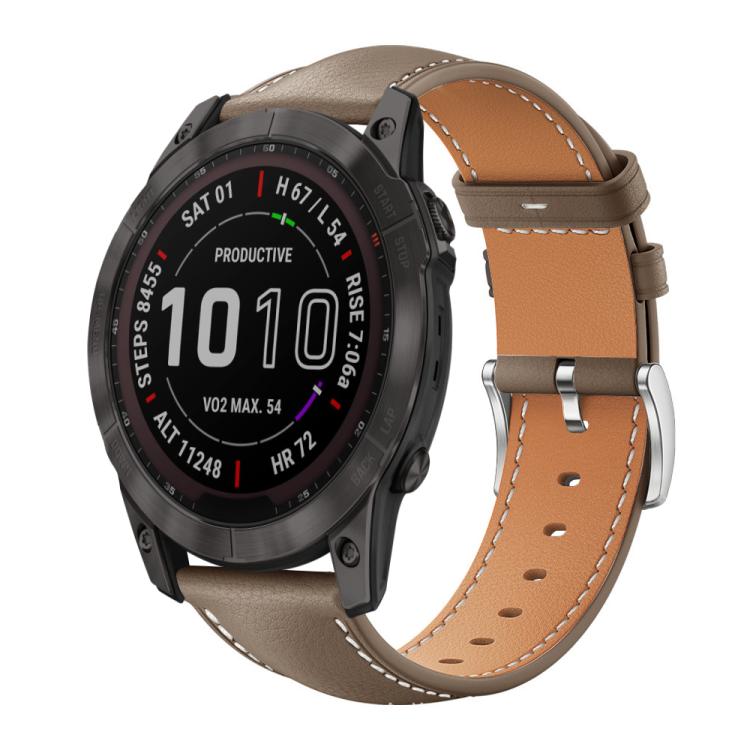 xDfind Flat Head Black Shark Fine Grain Leather Watch Band, For Garmin Fenix 8/7/6/5 22mm 20mm, For Garmin Fenix 8/7X/6X/5X 26mm 22mm, For Garmin Forerunner 220/735/735XT/230/235 20mm, For Garmin Forerunner 35/30/35j 20mm