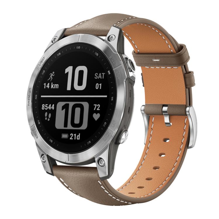 xDfind Flat Head Black Shark Fine Grain Leather Watch Band, For Garmin Fenix 8/7/6/5 22mm 20mm, For Garmin Fenix 8/7X/6X/5X 26mm 22mm, For Garmin Forerunner 220/735/735XT/230/235 20mm, For Garmin Forerunner 35/30/35j 20mm