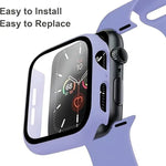 سوار ساعة سيليكون بمشبك دبوس مع غطاء PC مدمج بفيلم، لسلسلة ساعة آبل 44مم، لسلسلة ساعة آبل 40مم، لسلسلة ساعة آبل 10 / 11 46مم، لسلسلة ساعة آبل 10 / 11 42مم، لساعة آبل ألترا 3 / 2 / 1 49مم