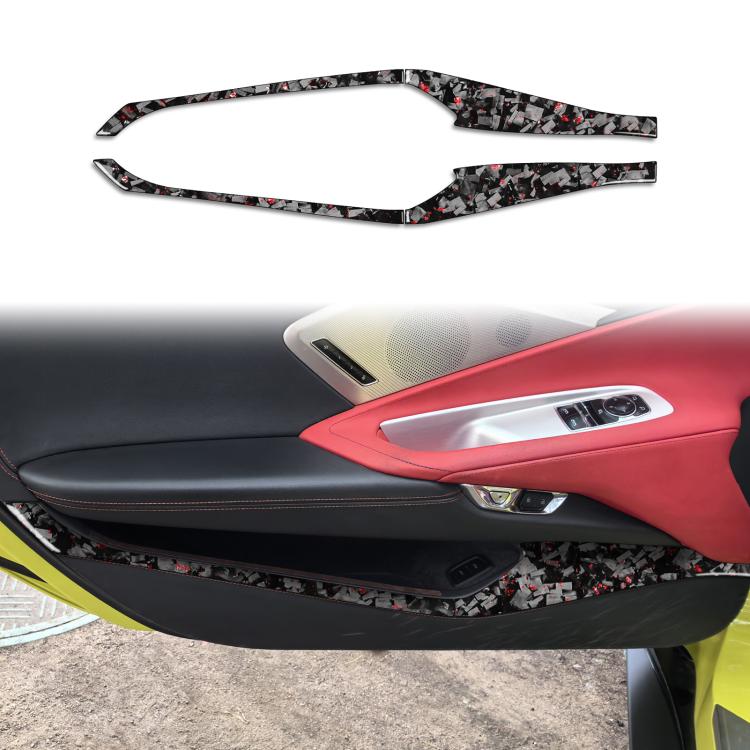 4pcs/Set Forged Gold Foil Carbon Fiber Car Door Storage Panel Decorative Sticker for Chevrolet Corvette C8 2020-, Left and Right Driver, Door Storage Panel