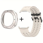 Dual-row Holes Silicone Watch Band with TPU Case, For Samsung Galaxy Watch Ultra 47mm / Ultra 2025
